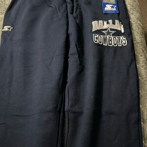 STARTER Mens Dallas Cowboys Navy & White Sweatpants
